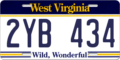 WV license plate 2YB434