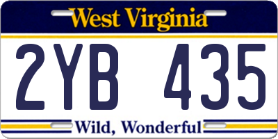 WV license plate 2YB435