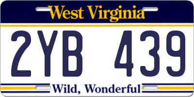 WV license plate 2YB439