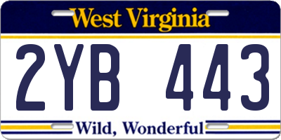 WV license plate 2YB443