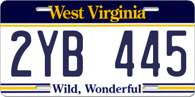 WV license plate 2YB445