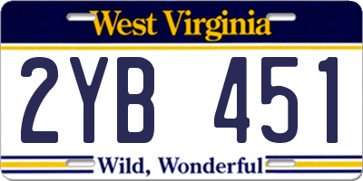 WV license plate 2YB451