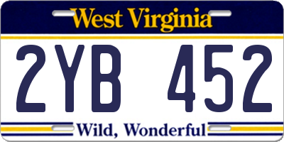 WV license plate 2YB452