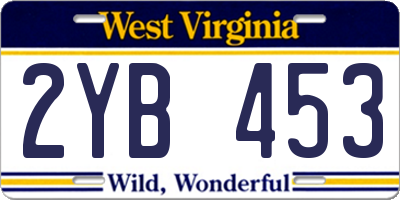 WV license plate 2YB453