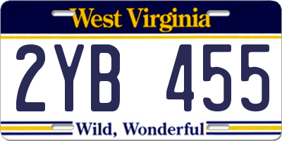 WV license plate 2YB455