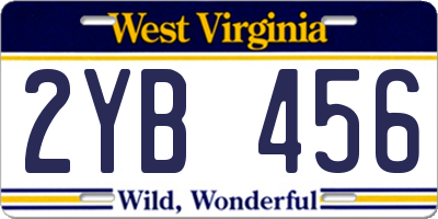 WV license plate 2YB456