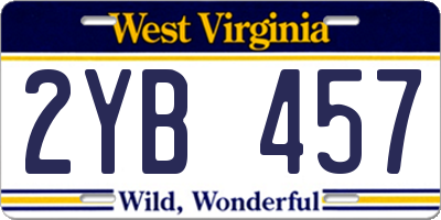 WV license plate 2YB457