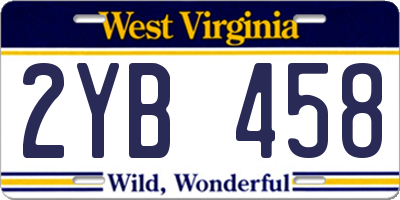 WV license plate 2YB458