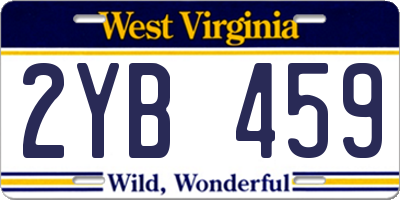 WV license plate 2YB459