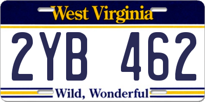 WV license plate 2YB462