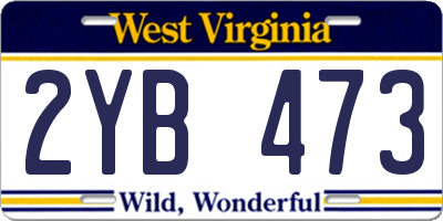 WV license plate 2YB473