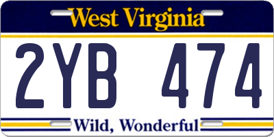 WV license plate 2YB474