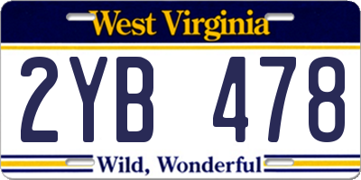WV license plate 2YB478