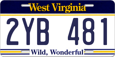 WV license plate 2YB481