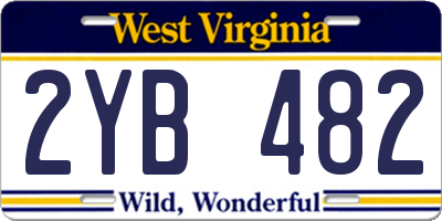 WV license plate 2YB482