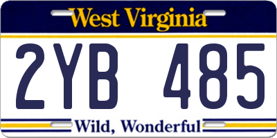 WV license plate 2YB485