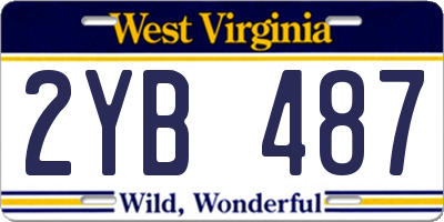 WV license plate 2YB487