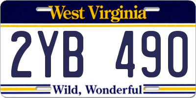 WV license plate 2YB490
