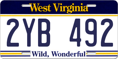 WV license plate 2YB492