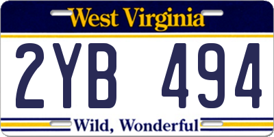 WV license plate 2YB494