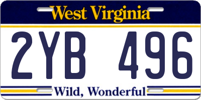 WV license plate 2YB496