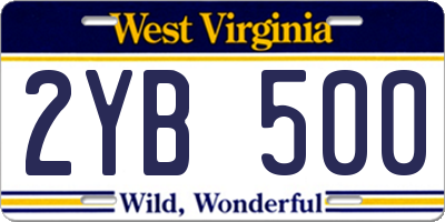WV license plate 2YB500