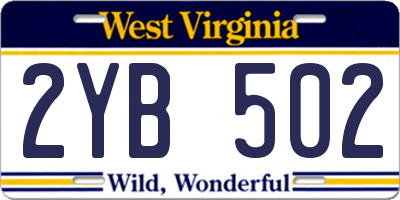 WV license plate 2YB502