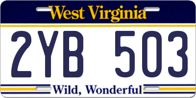 WV license plate 2YB503