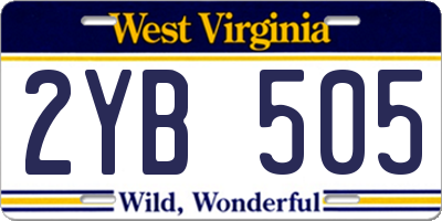 WV license plate 2YB505