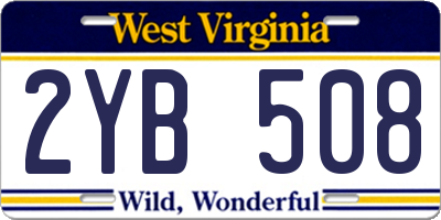 WV license plate 2YB508