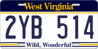 WV license plate 2YB514