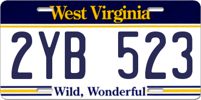 WV license plate 2YB523
