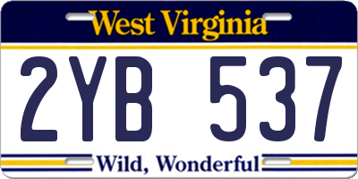 WV license plate 2YB537