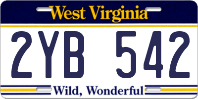 WV license plate 2YB542