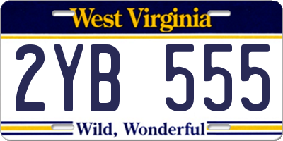 WV license plate 2YB555