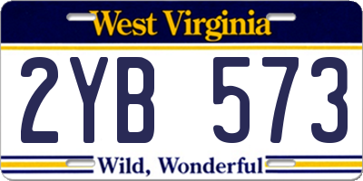 WV license plate 2YB573