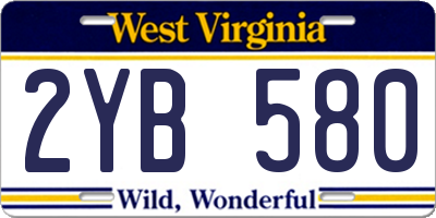 WV license plate 2YB580