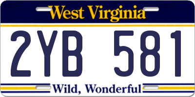 WV license plate 2YB581