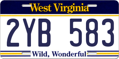 WV license plate 2YB583