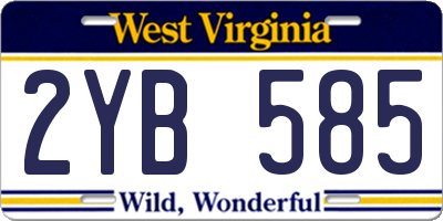 WV license plate 2YB585