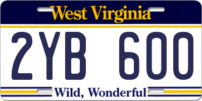 WV license plate 2YB600