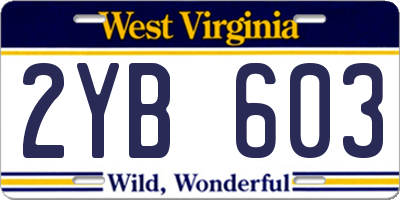 WV license plate 2YB603