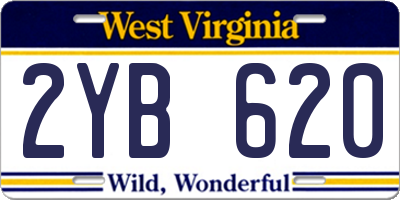 WV license plate 2YB620