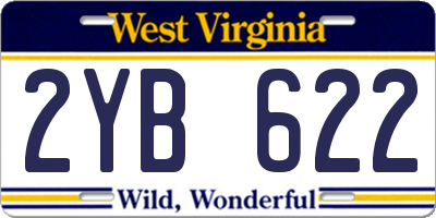 WV license plate 2YB622