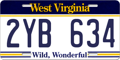WV license plate 2YB634