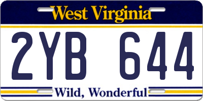 WV license plate 2YB644