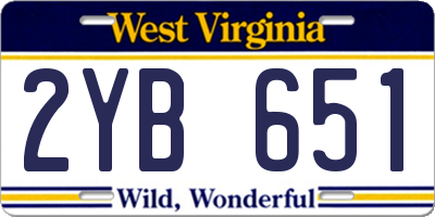 WV license plate 2YB651