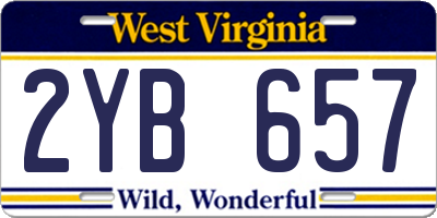 WV license plate 2YB657