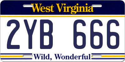 WV license plate 2YB666