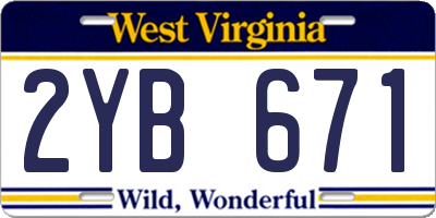 WV license plate 2YB671